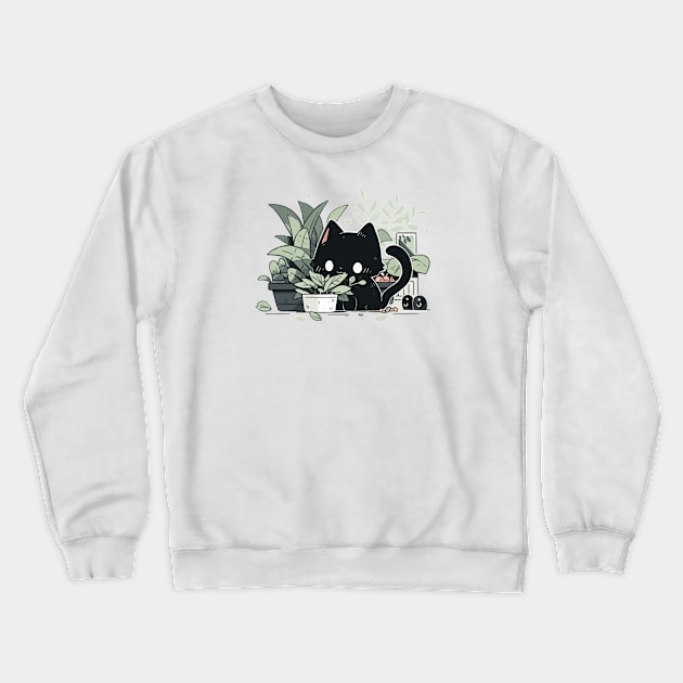 Plant killer black cat Crewneck Sweatshirt by etherElric